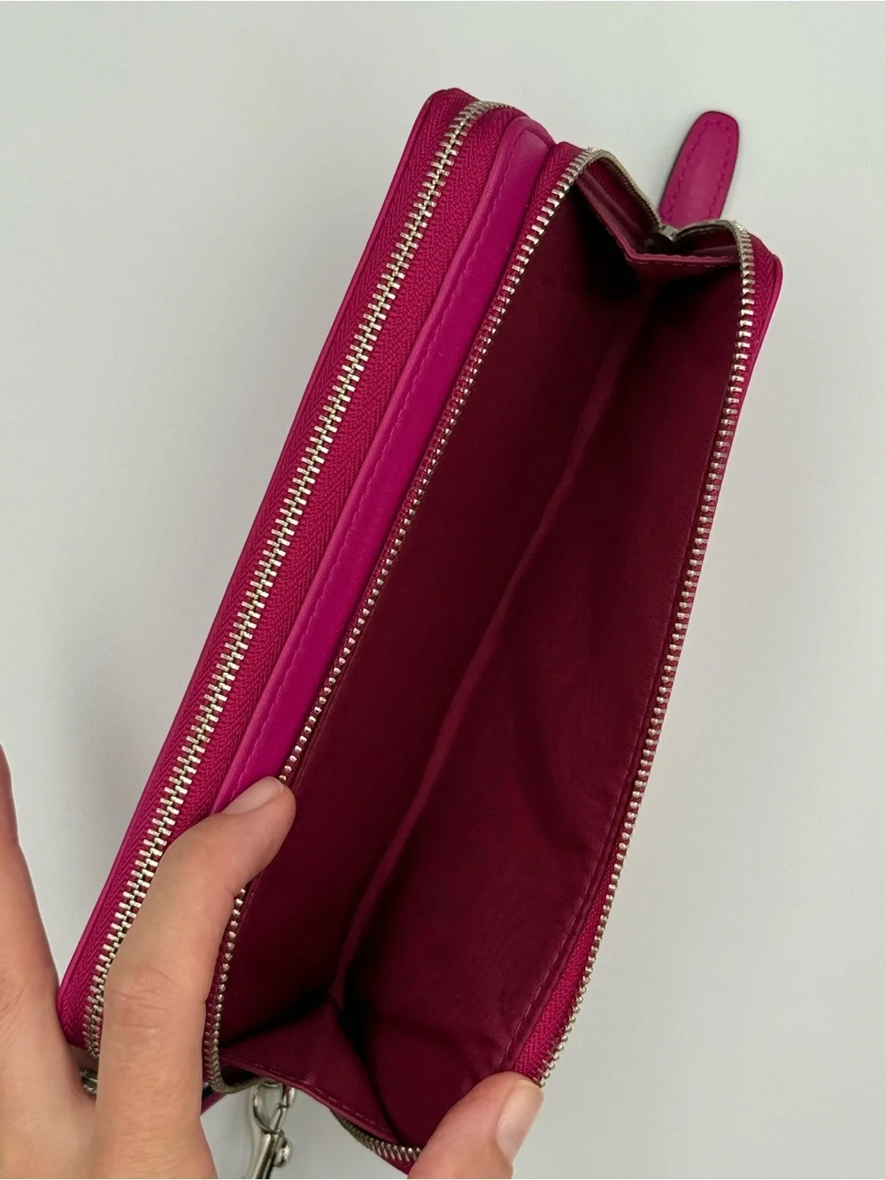 Coach Magenta Leather Zip Wristlet